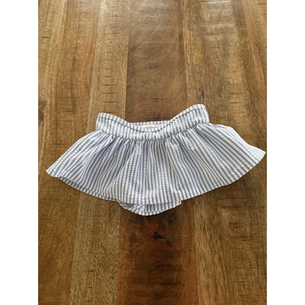 RuffleButts Girls 2T Blue White Seersucker Skirted Swim Bottom Ruffle Swimsuit